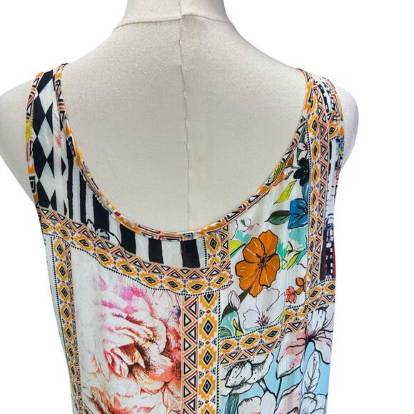 Shana Midi Tank Dress Boho Artsy Beach Patchwork Floral Sundress Sz Med - Picture 9 of 11